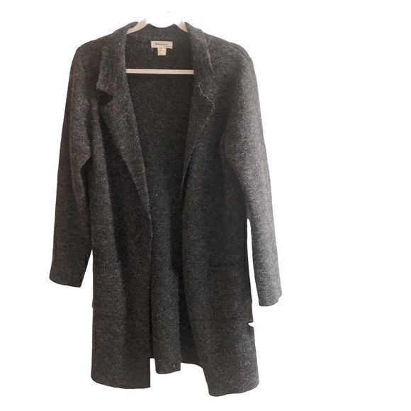 Monteau Sweaters - Monteau Open Front Marled Grey Wool Cardigan Sweater Size Medium